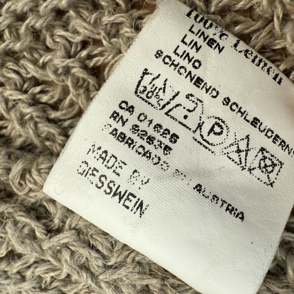 Vintage 100% Linen Giesswein Neutral Beachy Loose Knit Cardigan Women’s Size L - Picture 8 of 8